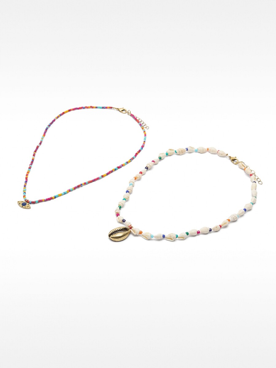 Set De Collares Con Conchas Y Cuentas Multicolor multicolor