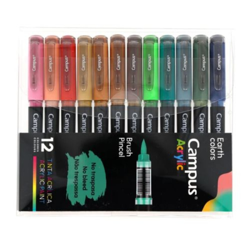 MARCADORES CAMPUS ACRYLIC COLORES TIERRA X 12 Marcadores Campus Acrylic Colores Tierra X 12
