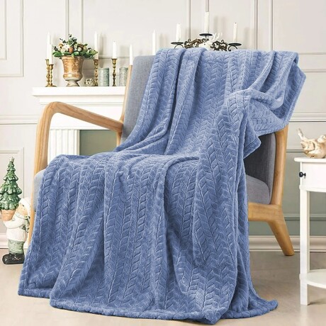 Manta Frazada Polar 2 Plazas Trigo Suave Cálida Cama Sofá Celeste