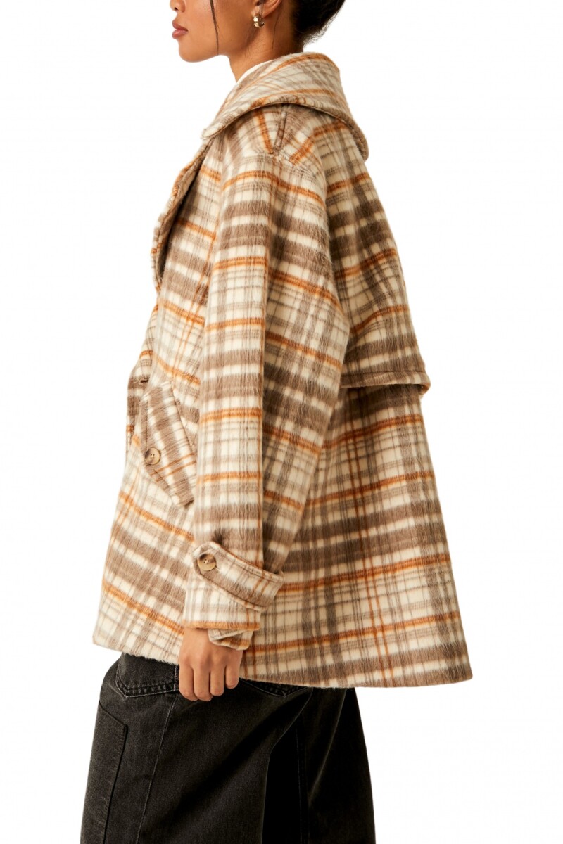 HIGHLANDS WOOL PEACOAT Marron