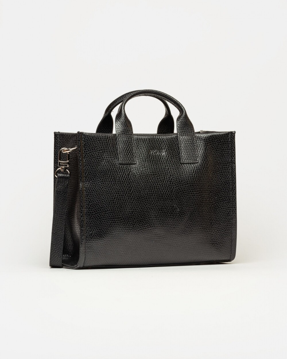 Cartera de mano Capri en cuero snake bitono Negro