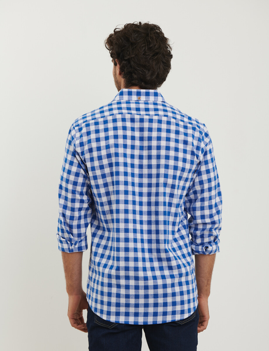 012610 CAMISA HARRINGTON LABEL Azul Piedra Melange / Blanco