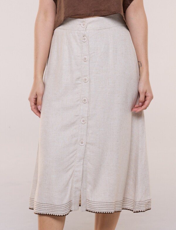 Falda Lino Pespunte BEIGE