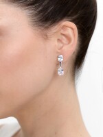Pendientes Ear Jacket Con Circonitas plateado