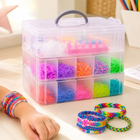 Set Manualidades Pulseras Gomitas Caja X 14500 + Accesorios Set Manualidades Pulseras Gomitas Caja X 14500 + Accesorios