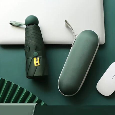 Paraguas plegable con mango y estuche colores pastel Verde Oscuro