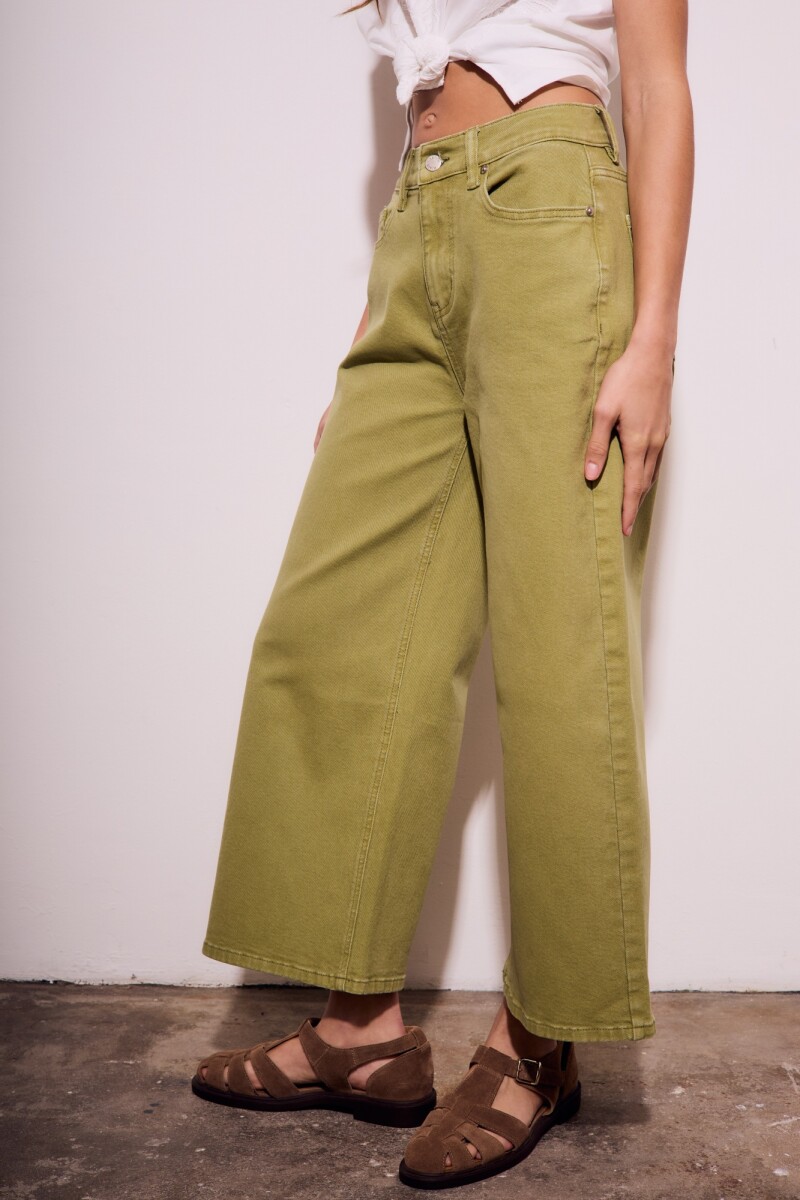 Jean Wide Lavado Oliva