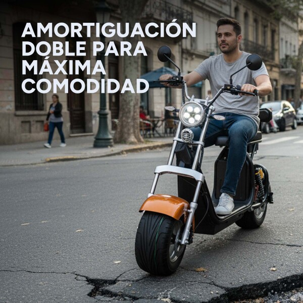 Moto Electrica Gogreen Deluxe 1500W 20Ah 40Km Autono. 45Km/h Color Variante Naranja