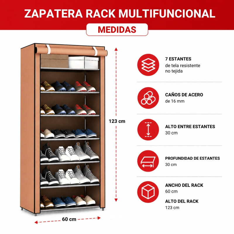 Zapatera de tela MARRON CLARO