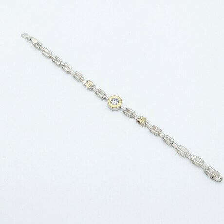 Pulsera de plata 925 y double en oro18 kres con circonia. Pulsera de plata 925 y double en oro18 kres con circonia.