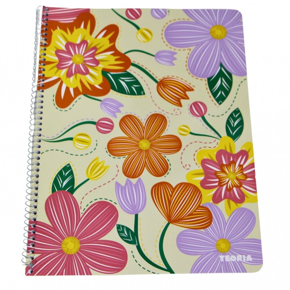 CUADERNOLA TEORIA 70 HOJAS RAYADA TAPA FLORES