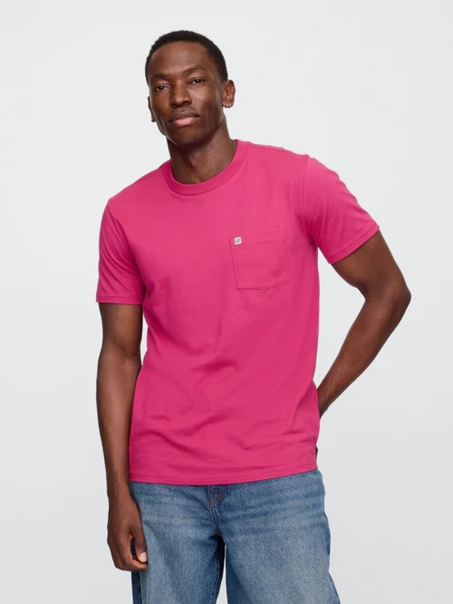 Remera Con Bolsillo Logo Gap Hombre - Ritzy Pink 