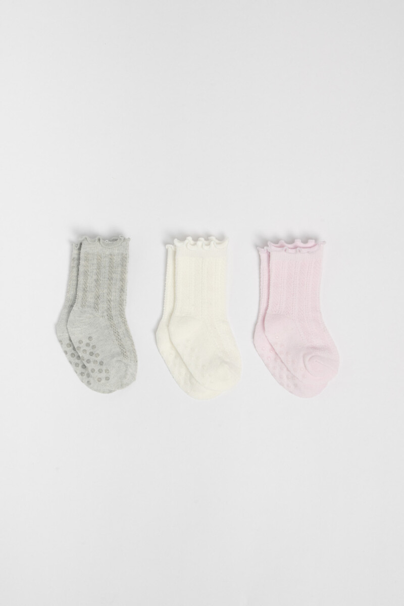Pack x3 medias ribete Rosa
