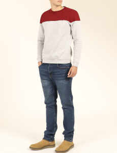 470916 SWEATER HARRY Gris/bordo