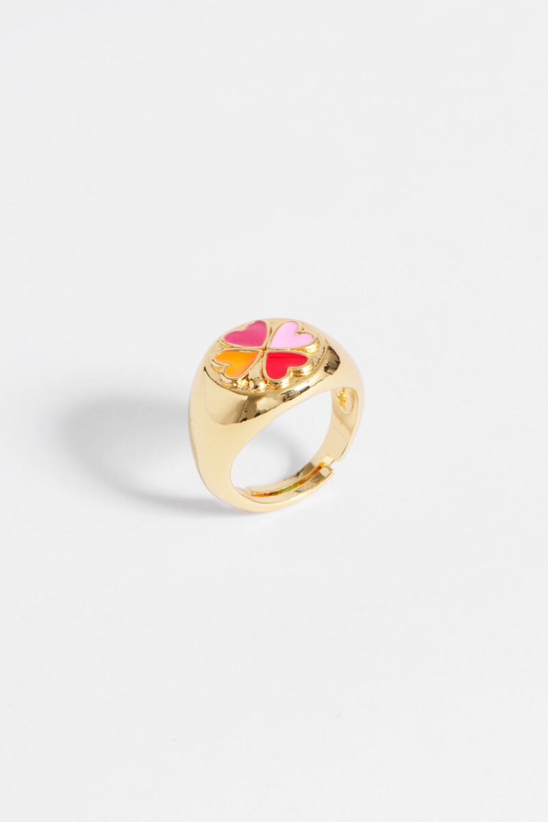 Anillo cuadruple corazon ajustable cobre rosa