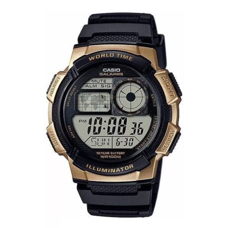 Reloj Digital Multifunción Casio AE-1000W Resistente al Agua 100mts Negro,Dorado,Negro