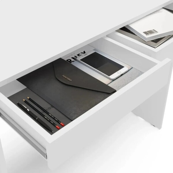 Escritorio Mesa Pc 120Cm 2 Cajones Home Office Blanco 1