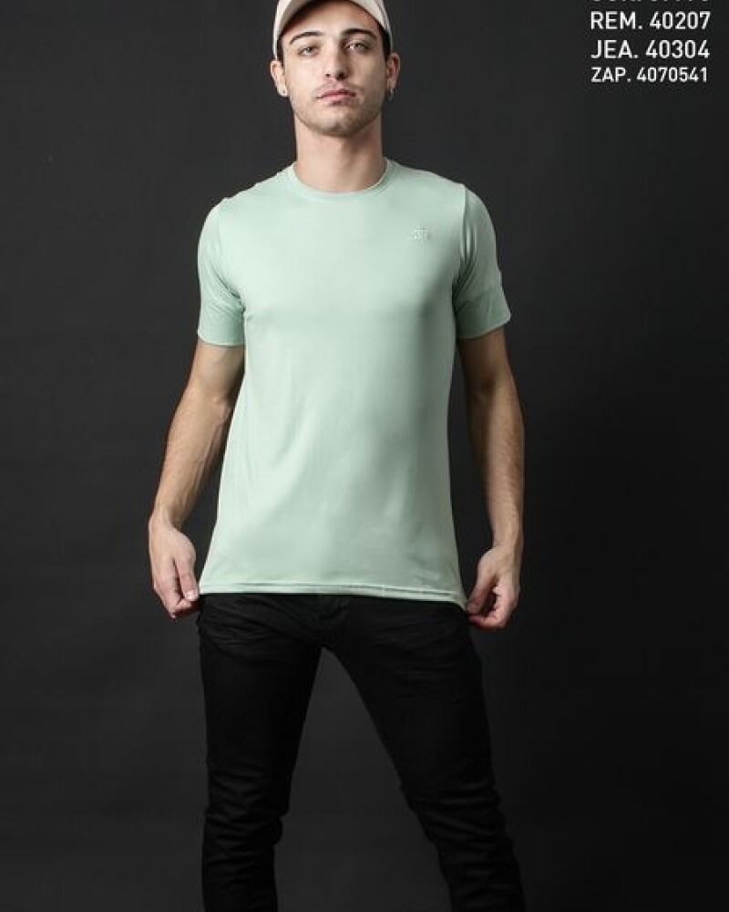 Remera Gamuzada Bordada Verde Seco