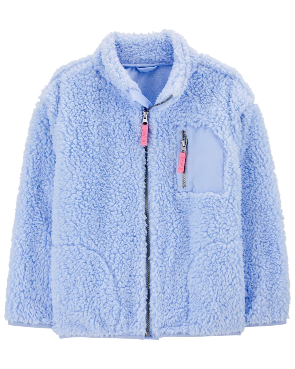 Campera de sherpa, azul. Talles 6-8 