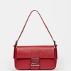 Cartera al hombro Signature en cuero graneado Rojo