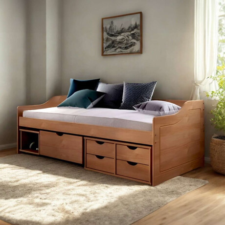 Cama Madera Maciza Con Cajones 1 plaza Linea Floro Amendoa