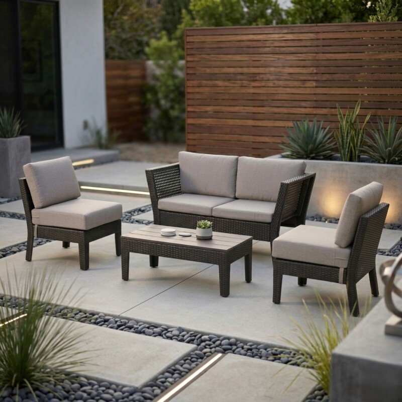 JGO JARDIN NEGRO C/ALMOHADONES 4PZAS Unica