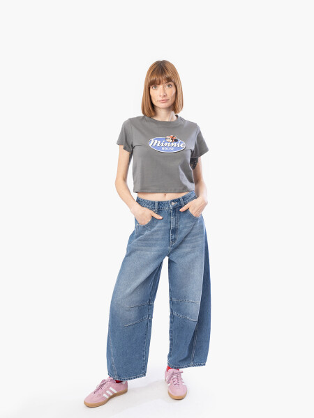 REMERA RETRO MINNIE GRIS OSCURO