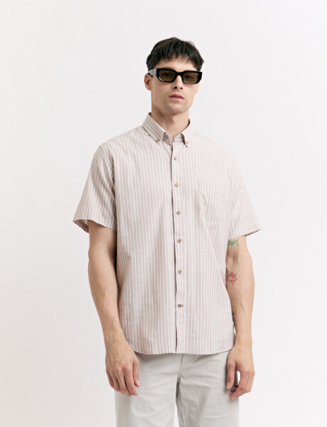 012676 CAMISA HARRY Beige/blanco