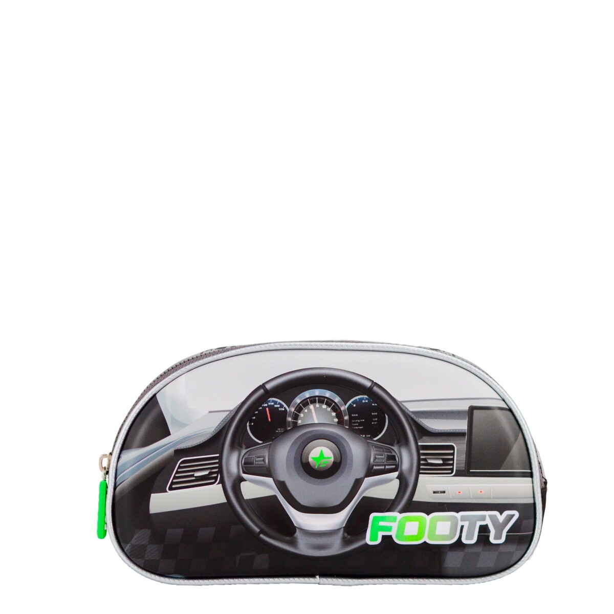 Cartuchera FOOTY Auto Con Cierre - Negro - Gris 