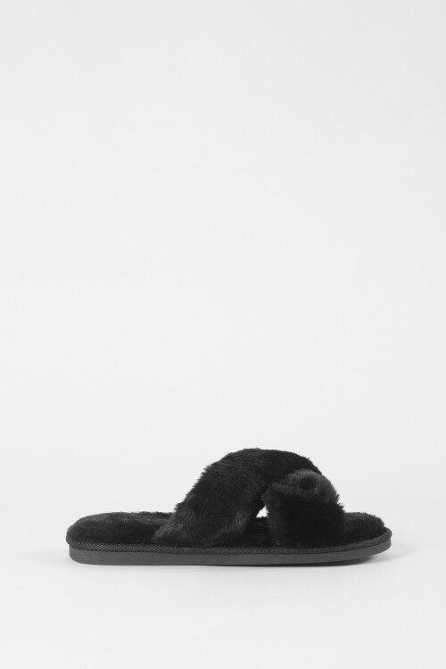 Pantufla sof cruzada negro