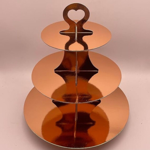 Soporte para Cupcake de Carton Metalizado Rosa Oro