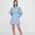 SS BUBBLE MINI SHIRTDRESS - LT HILSON LIGHT WASH