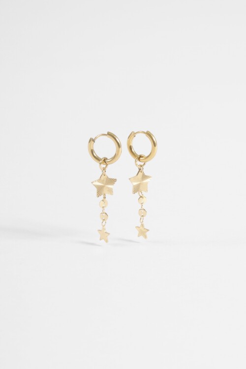 Aros acero estrellas dorado