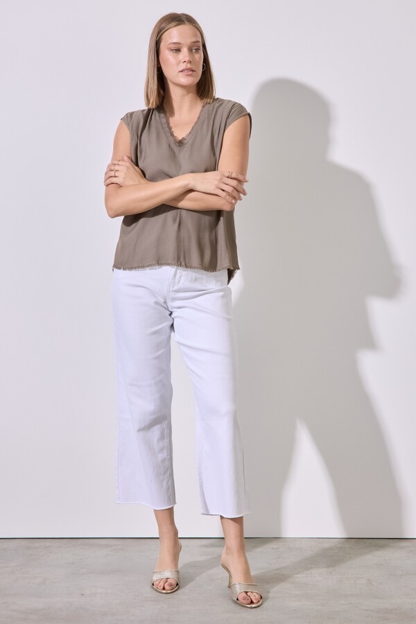 Blusa Saten Flecos KHAKI