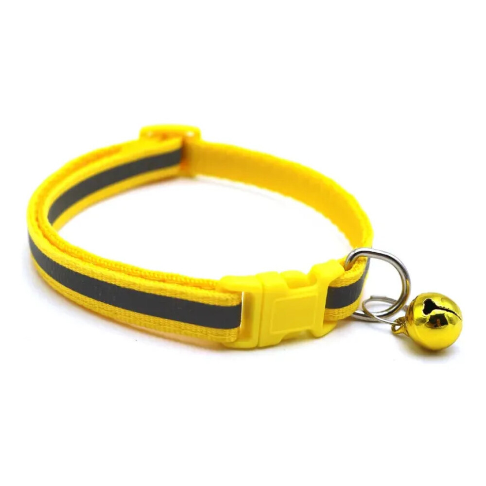 Collar Para Gato Ajustable Reflectivo Con Cascabel AMARILLO