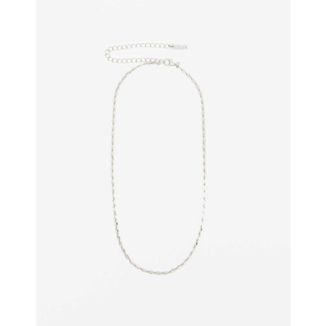 Set De Collares Cadena Metal Plateado Rodio