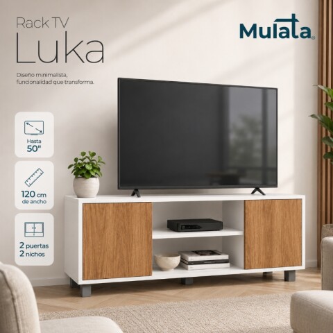 Mueble Rack de Tv Luka Hasta 50" Manhattan de Piso con 2 Puertas y Estantes 120 cm de Ancho - Manchester / Blanco Mueble Rack de Tv Luka Hasta 50" Manhattan de Piso con 2 Puertas y Estantes 120 cm de Ancho - Manchester / Blanco