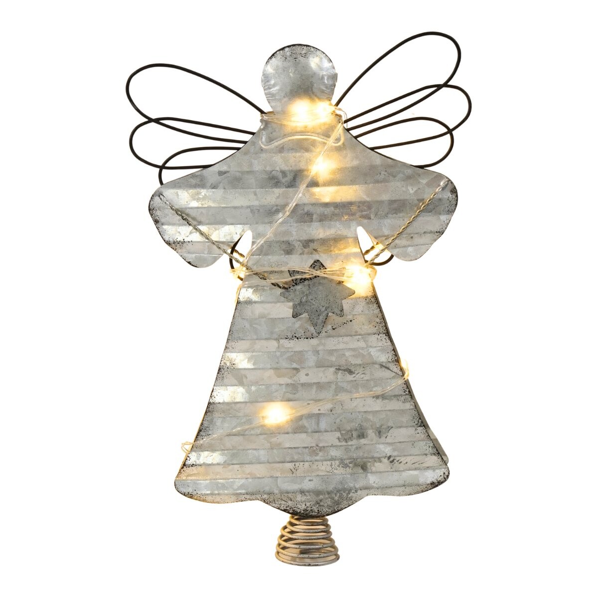 Angel de metal con luz LED a pila 