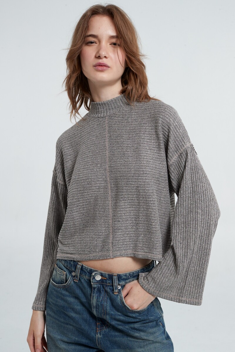 BREAK IT DOWN SWEATER RIB MOCK Gris