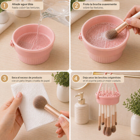Organizador y Limpiador de Brochas Rosado