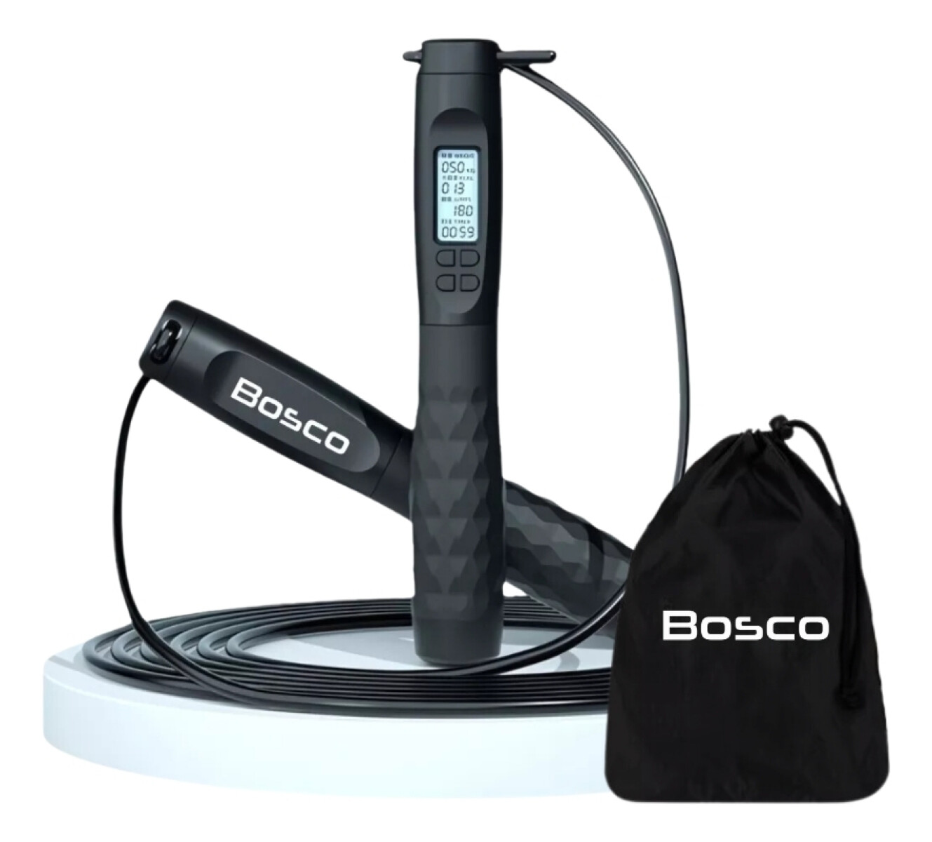 Cuerda Saltar Con Contador Digital Bosco Cardio Crossfit Gym - Negro 