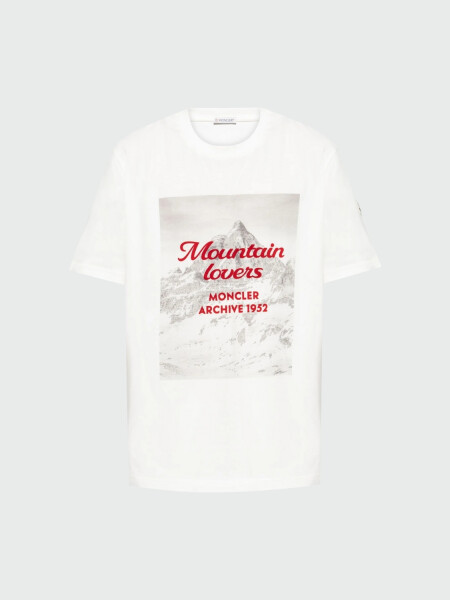 Moncler - Remera de algodón estampada Blanco