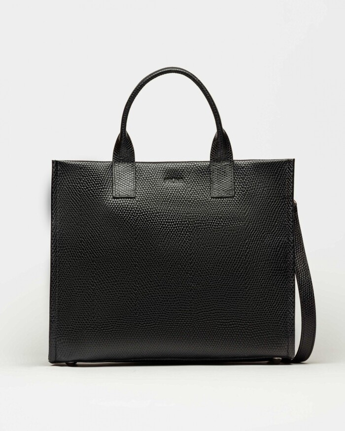 Cartera de mano Capri en cuero snake bitono Negro