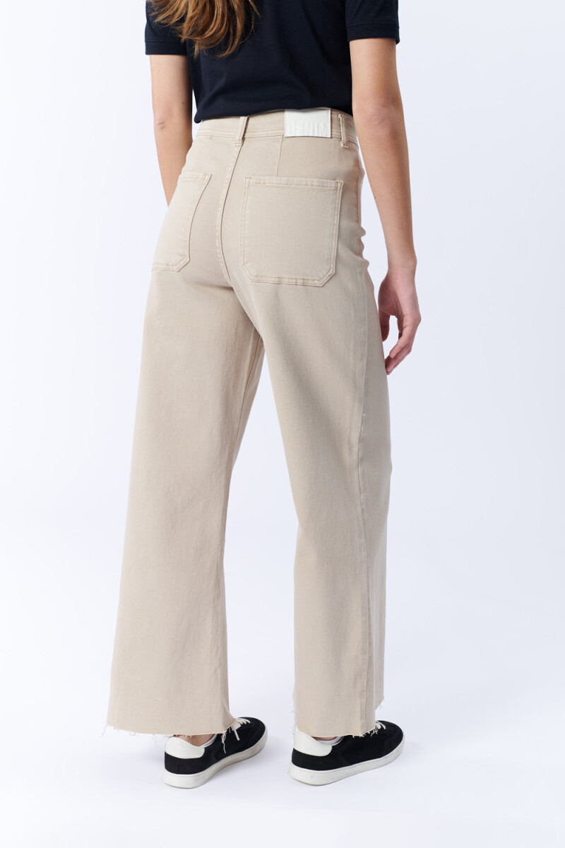 Pantalón De Jean Ancho Beige
