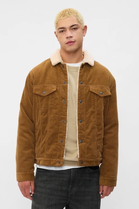 Campera De Pana Con Corderito Hombre Palomino Brown Global