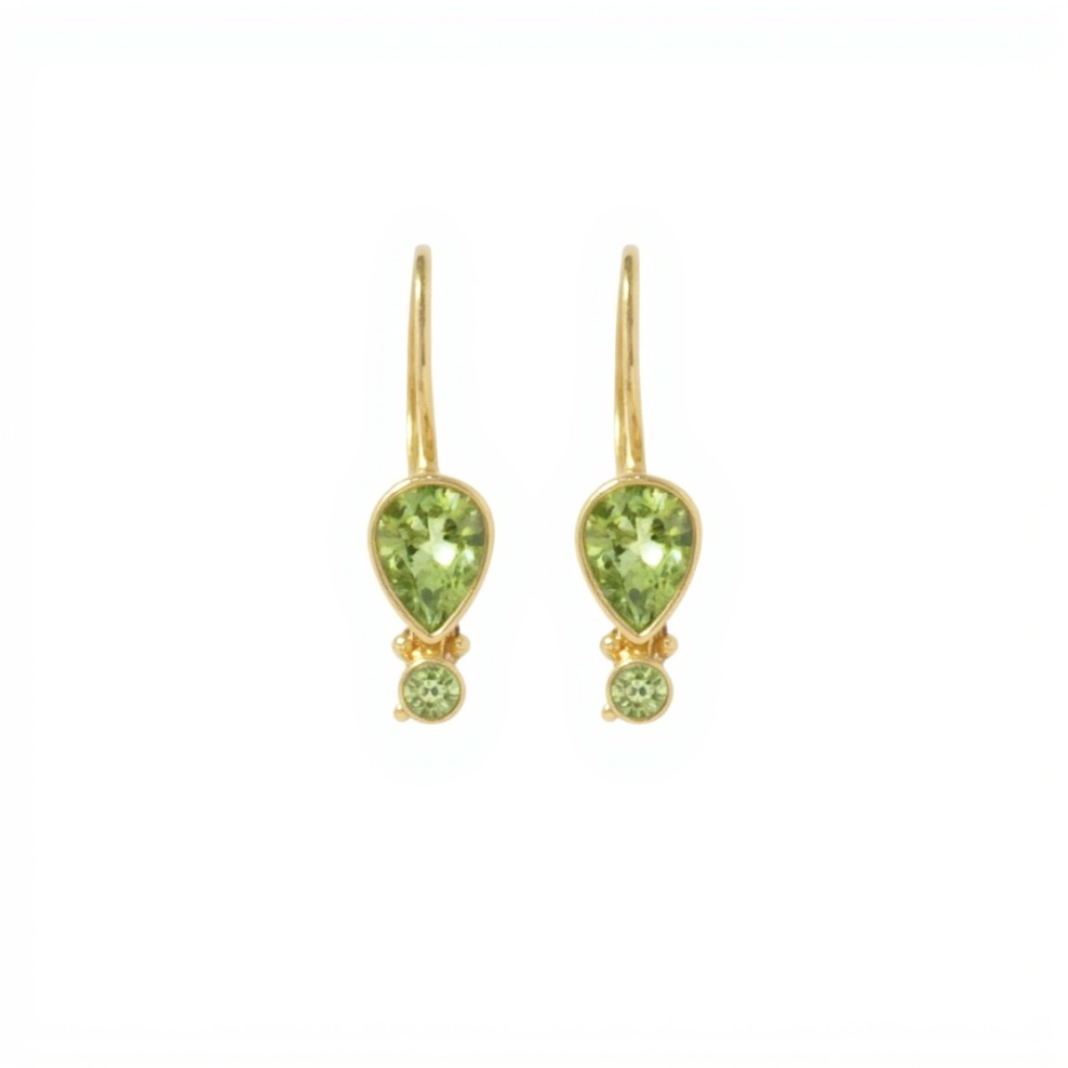 Caravanas Noel-Plata rodinada con micra oro 18k-Piedra Peridoto-CA2016 - conpiedra 