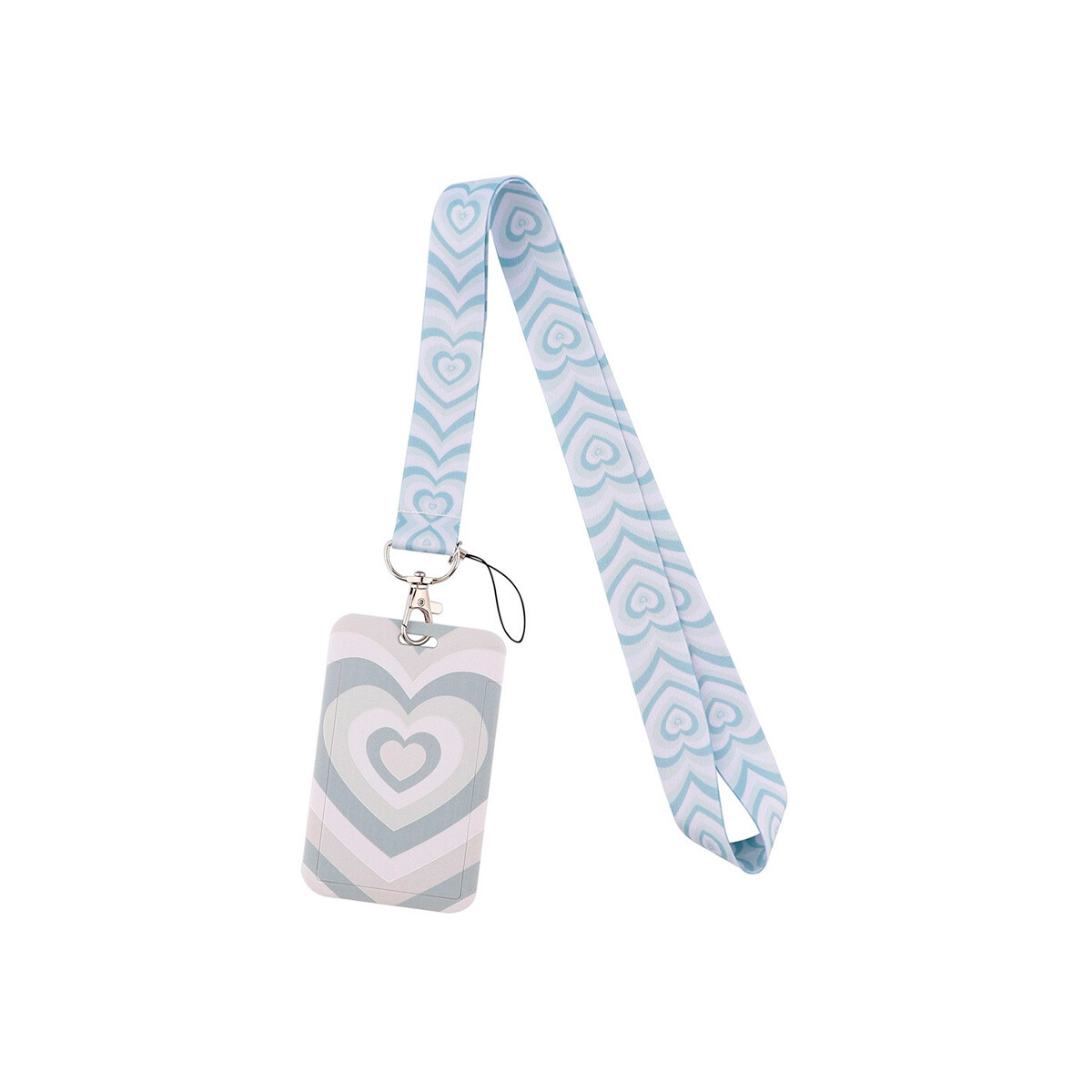Correa con tarjetero diseño corazones azul 