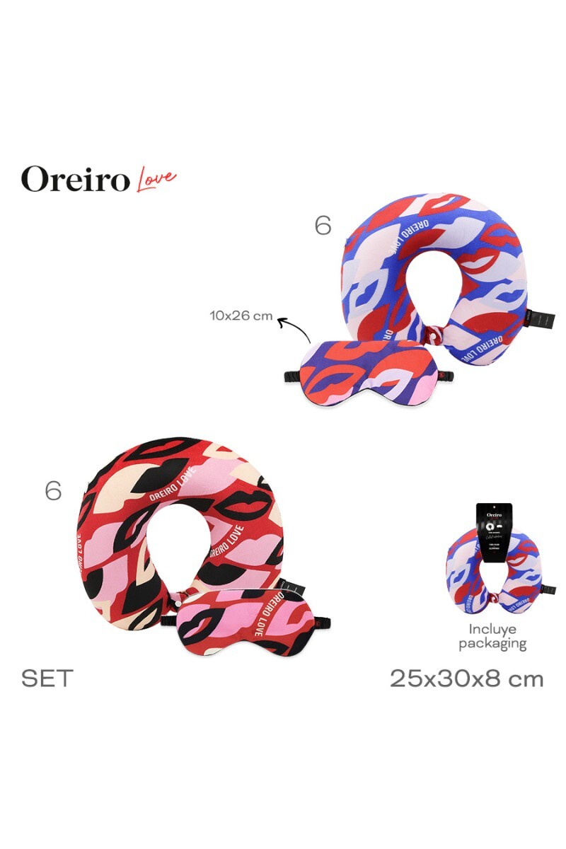 Set Almohada y Mascara Oreiro Rojo