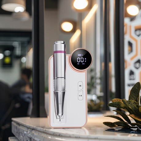 Torno Eléctrico P/Uñas Inalám Prof Velocidad Reg Accesorios Blanco