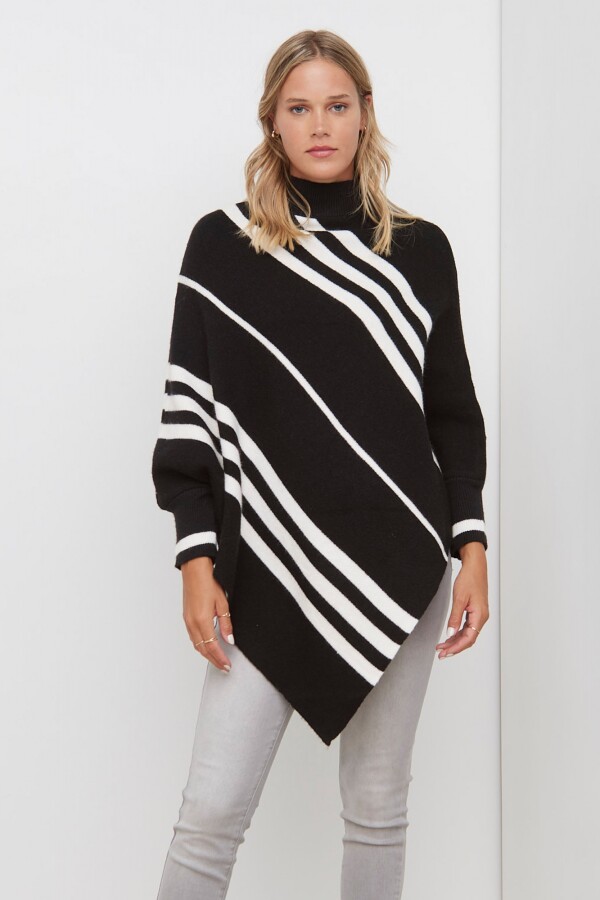 Poncho Lineas NEGRO/BLANCO
